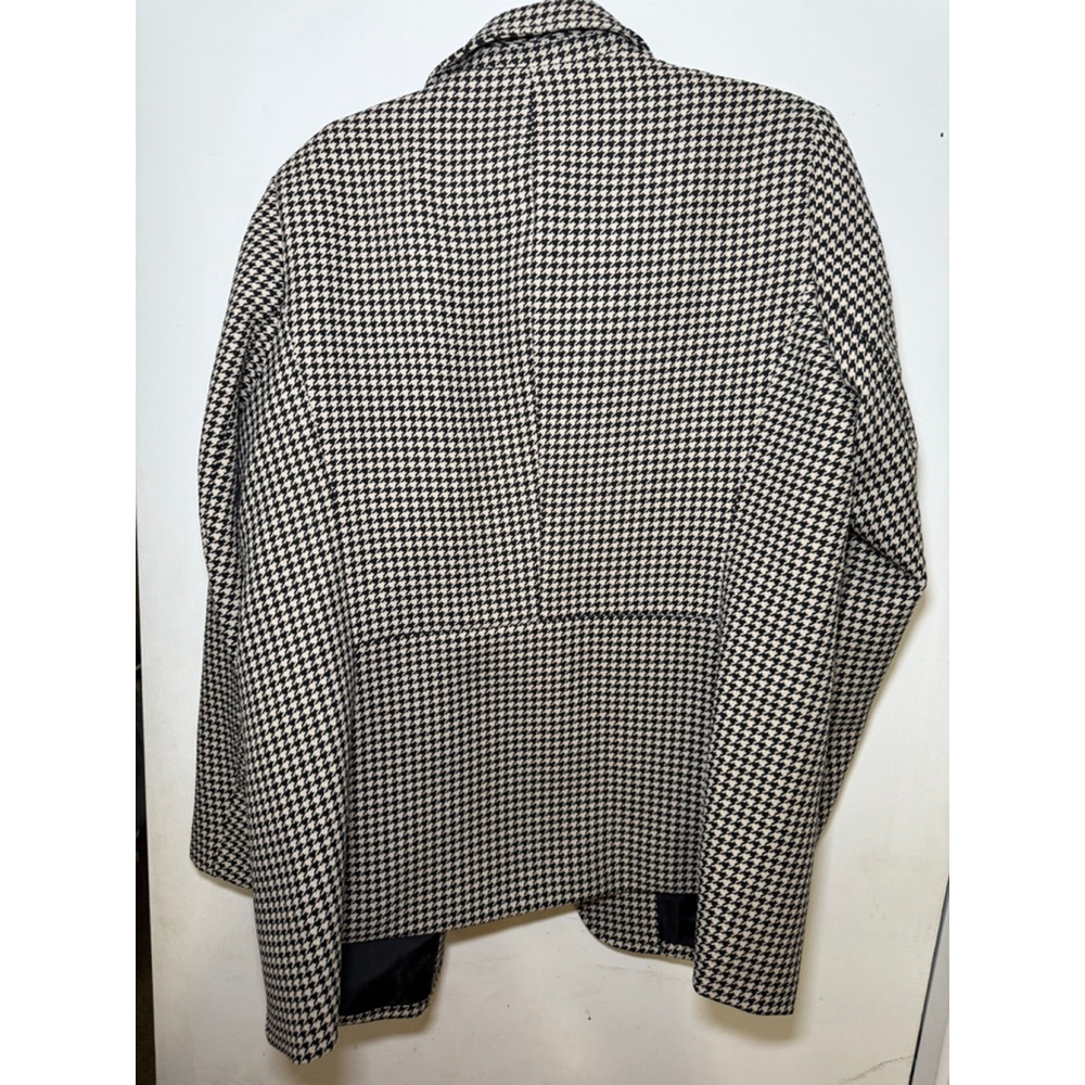 Women's Anne Klein Houndstooth Blazer L Black Beige - Picture 5 of 5